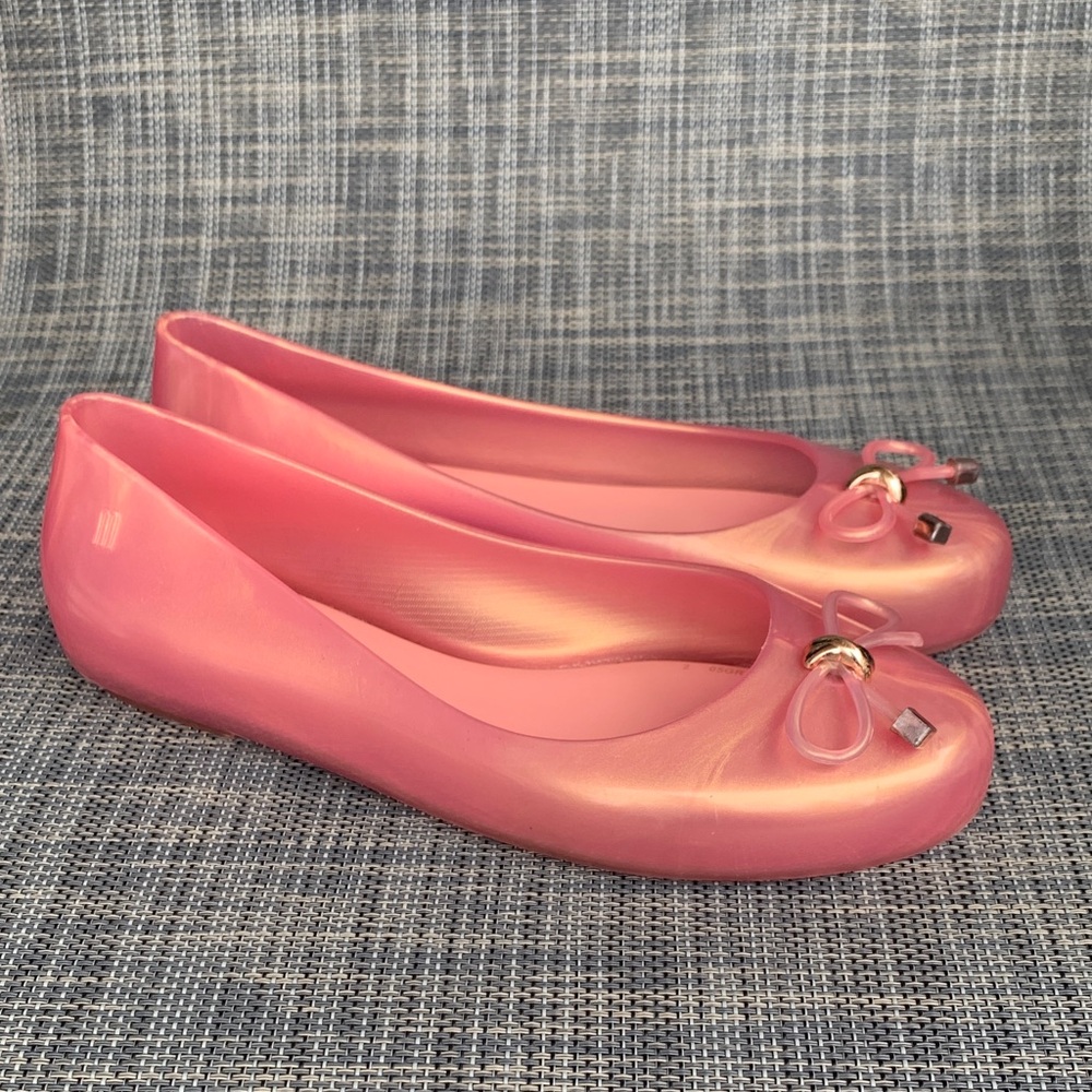 Melissa | Mel by Melissa 'Sweat Love' Pearl Pink Bow Flats Slip on Dress Shoes 3